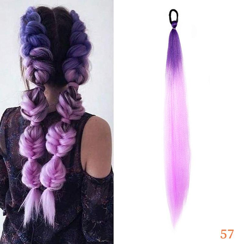 Colorful Elastic Hair Ties Braid Ponytail Hair Extensions for Women