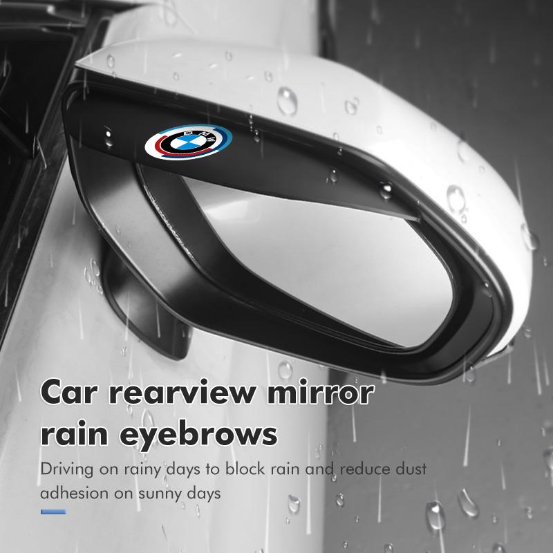 UVGK5 2pcs Car Sun Visor Rearview Mirror Rain Eyebrow Shield Sticker For BMW X3 X5 M5 M3 E46 E90 E60 F10 E39 F30 E36 G30 E87 E70