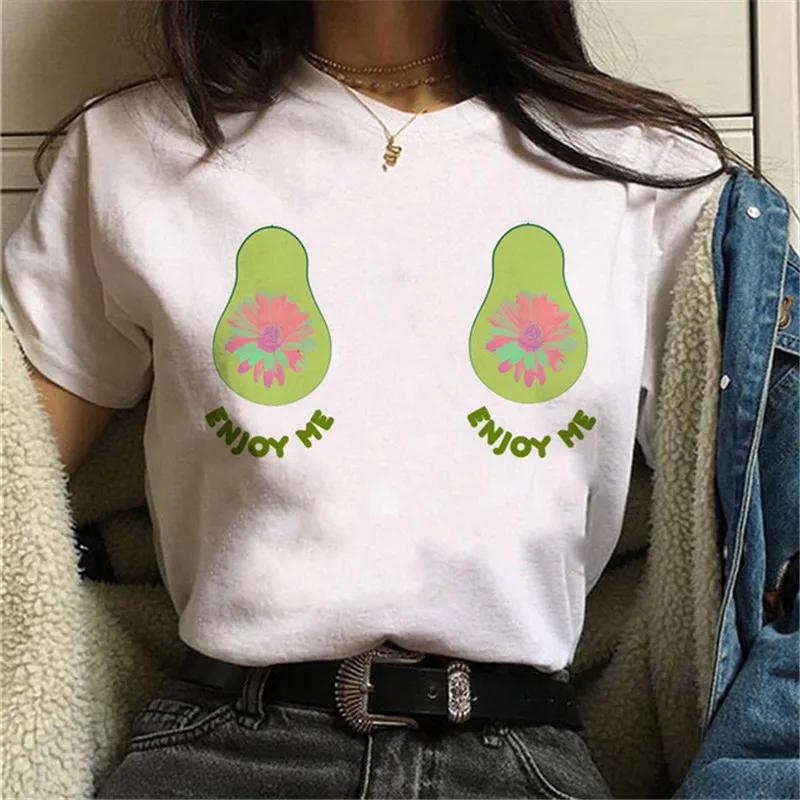 Maycaur Avocado Vegan Women T Shirt Harajuku Ulzzang Kawaii Cartoon Tshirt 90s Graphic Female Short Sleeve Tshirt Summer Clothe