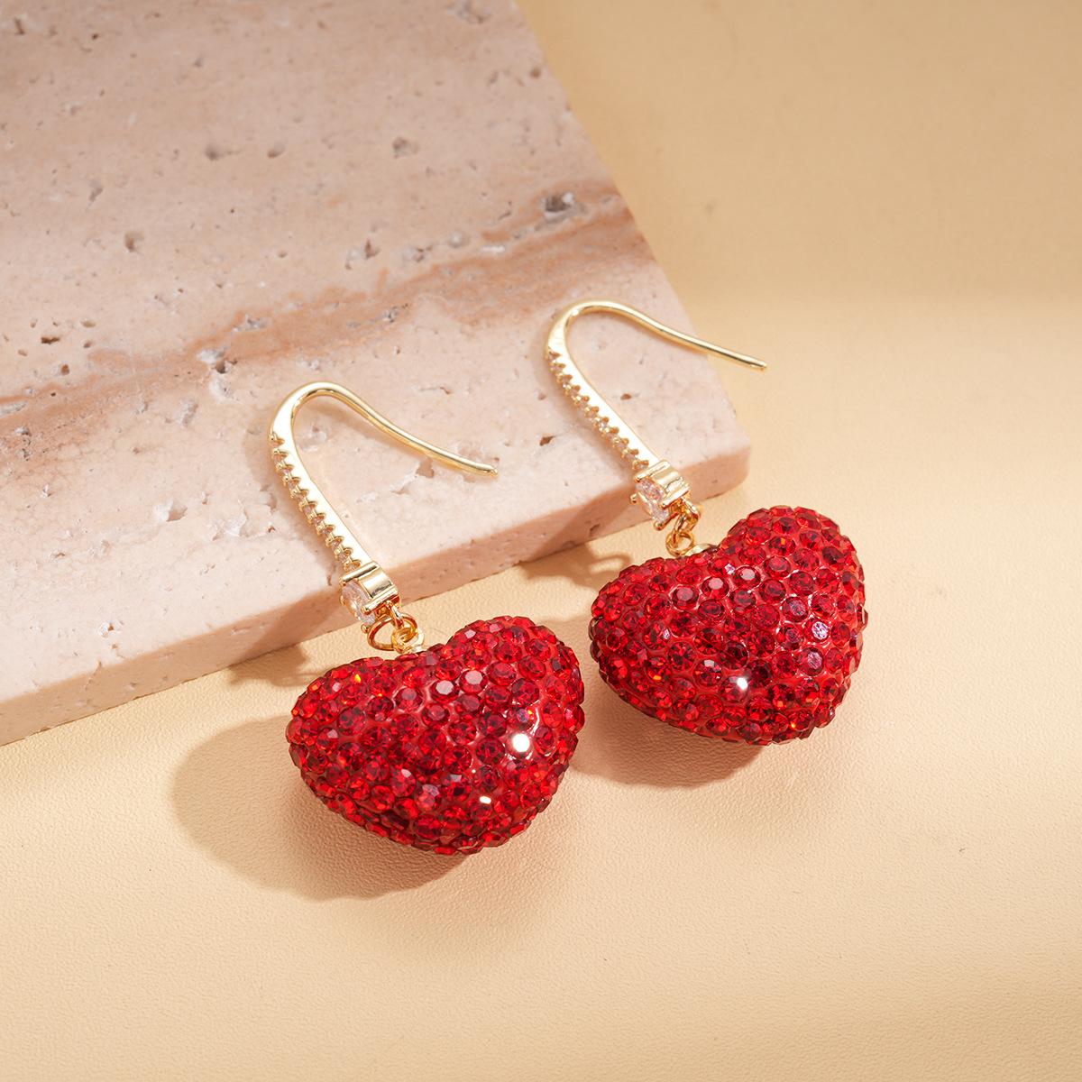 Zircon Diamond Love Earrings Ear Hook Unique Earrings