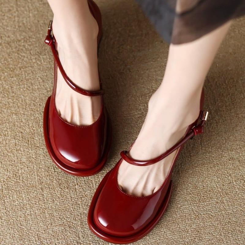 Móda Nové Dámské Boty Mary Janes Vintage Kulatá Špička Lodičky Vysoké Podpatky Šaty Černé Mělké Platformové Kožené Boty
