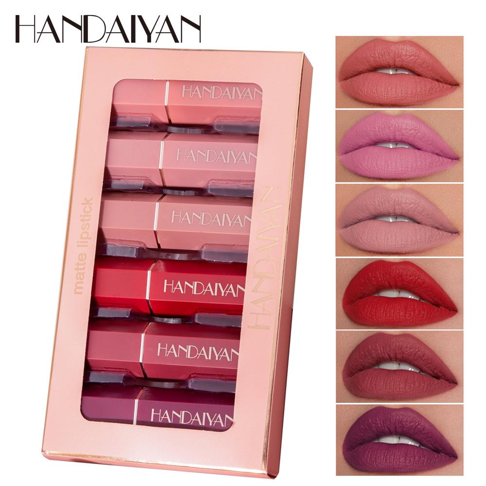 Rossetto antiaderente per labbra sexy in velluto opaco lucidalabbra 6 pezzi/set