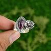 Natural Ruby Zoisite Gemstone Promise Flower Ring Size 9 925 Sterling Silver