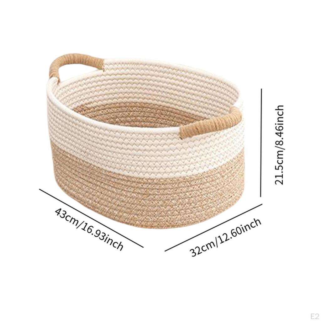 Rope Woven Basket Cat Dog Toy Bin Rectangle Sturdy Storage Large Capacity for Living Room