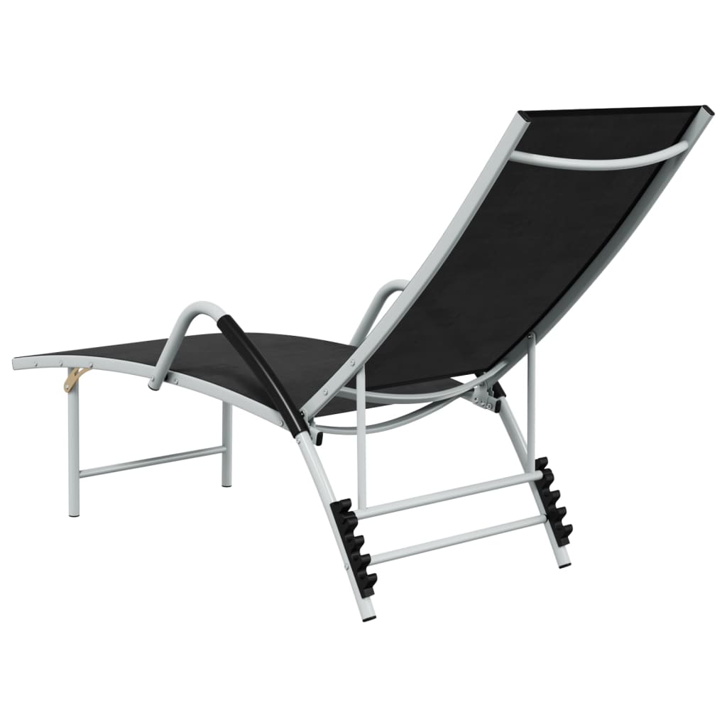 VidaXL Sonnenliege Textilene und Aluminium Schwarz