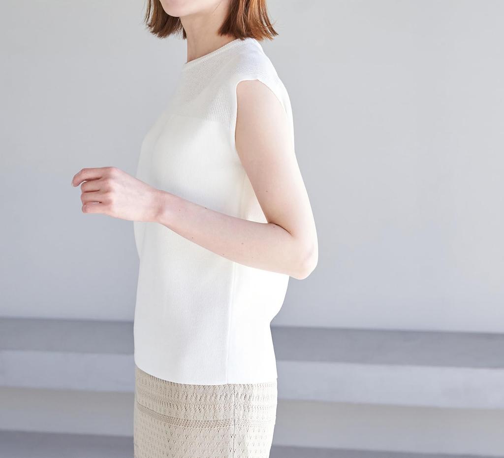 ROPE PICNIC Sheer Decollete Zero Sleeve Knit Size Medium Women's Pullover, GDM13350, 15,