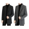 Men Woolen Coat Lapel Long Sleeve Single Breasted Jacket Coat with Pockets Solid Color Loose Fit Casual Outerwear Cold Weather Wear