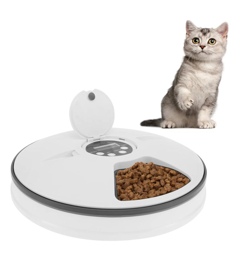 Dry Wet Food Cat Feeder with Timer 6 Meals Pet Food Auto Feeder Battery Powered Fresh Food Dispenser for Domestic Pets
