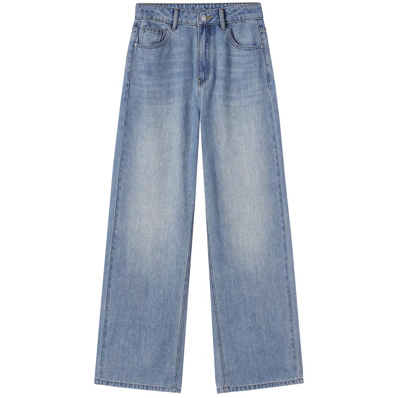 Hotwind 2026 Autumn Women's Sparkling Loose Straight-Leg Jeans