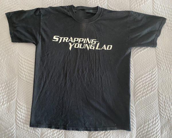 Логотип Strapping Young Lad Черная хлопковая футболка Полный размер S-5XL HS384 Унисекс футболка XXXXL
