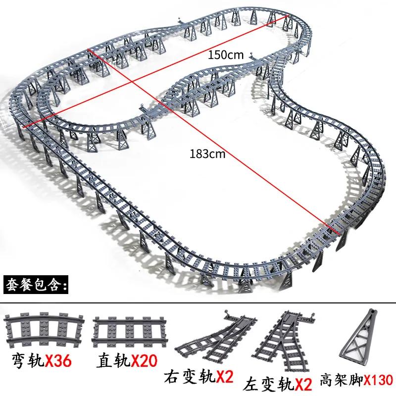 Compatible With LEGO MOC Railroad Bridge Train Track Combination Scene Building Blocks DIY Cross Track Bricks Toys Rail Car
