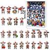 Cow Christmas Calendar 24 Days Cartoon Animal 2D Acrylic Hanging Ornaments Festive Countdown Calendar Christmas Tree Decorations