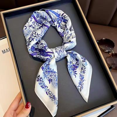 Luxus-Seidenschal Quadratisches Tuch Für Damen Satin-Hijab Mode-Schals Halstuch Damen-Haarbänder Band Stirnband Bandana