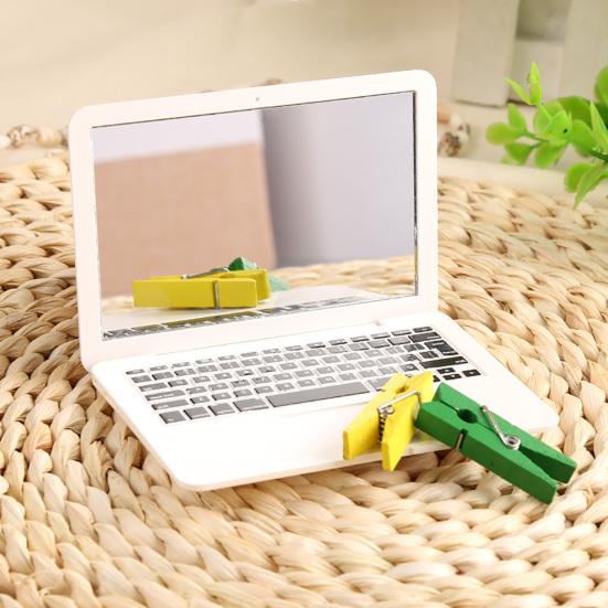 Handheld Cosmetic Mirror Mini Laptop Mirror, Pocket Size Shaped Makeup Portable Small Foldable Vanity Folding Computer for Dollhouse Accessory, Travel