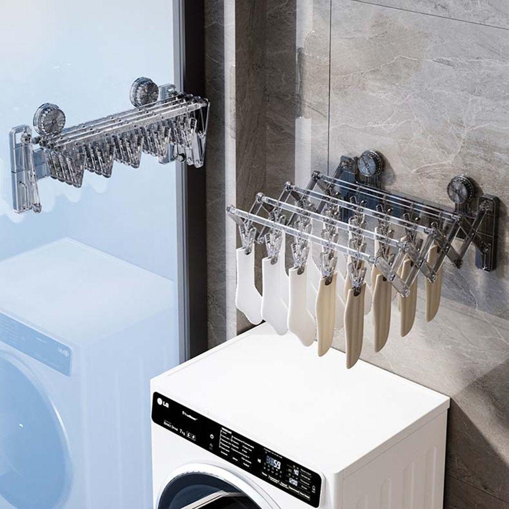Retractable Gloves Towels Drying Rack Wall Mounted Clothes Hanger  Bathroom