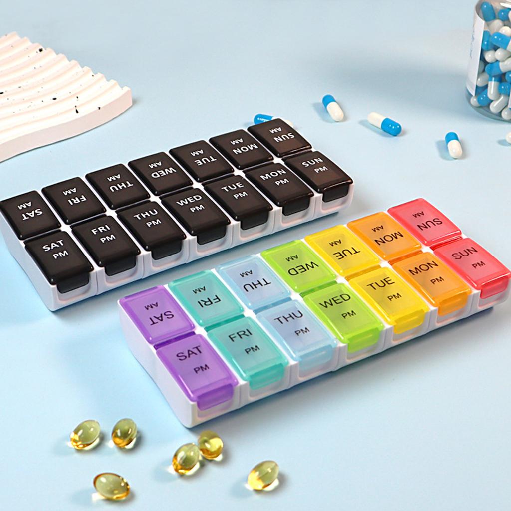 Pill Organizer Box AM PM Pill Distribution Container Portable Travel Tablets Vitamins Medicinel Cases Box Fish Oil/Supplements