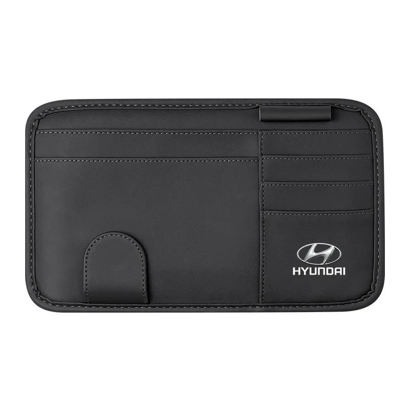PU Car Sun Visor Storage Bag Inner Glasses Clip for Hyundai I20 I10 Sonata I40 Santafe IX35 I30 Solaris Tucson Accent Kona Venue MM8