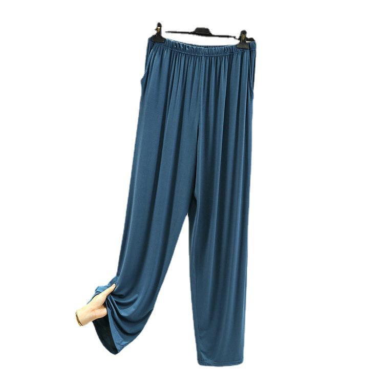 Pánské letní volné modální kalhoty - Lehké, všestranné, s vysokým pasem, široké pyžamové kalhoty s kapsami