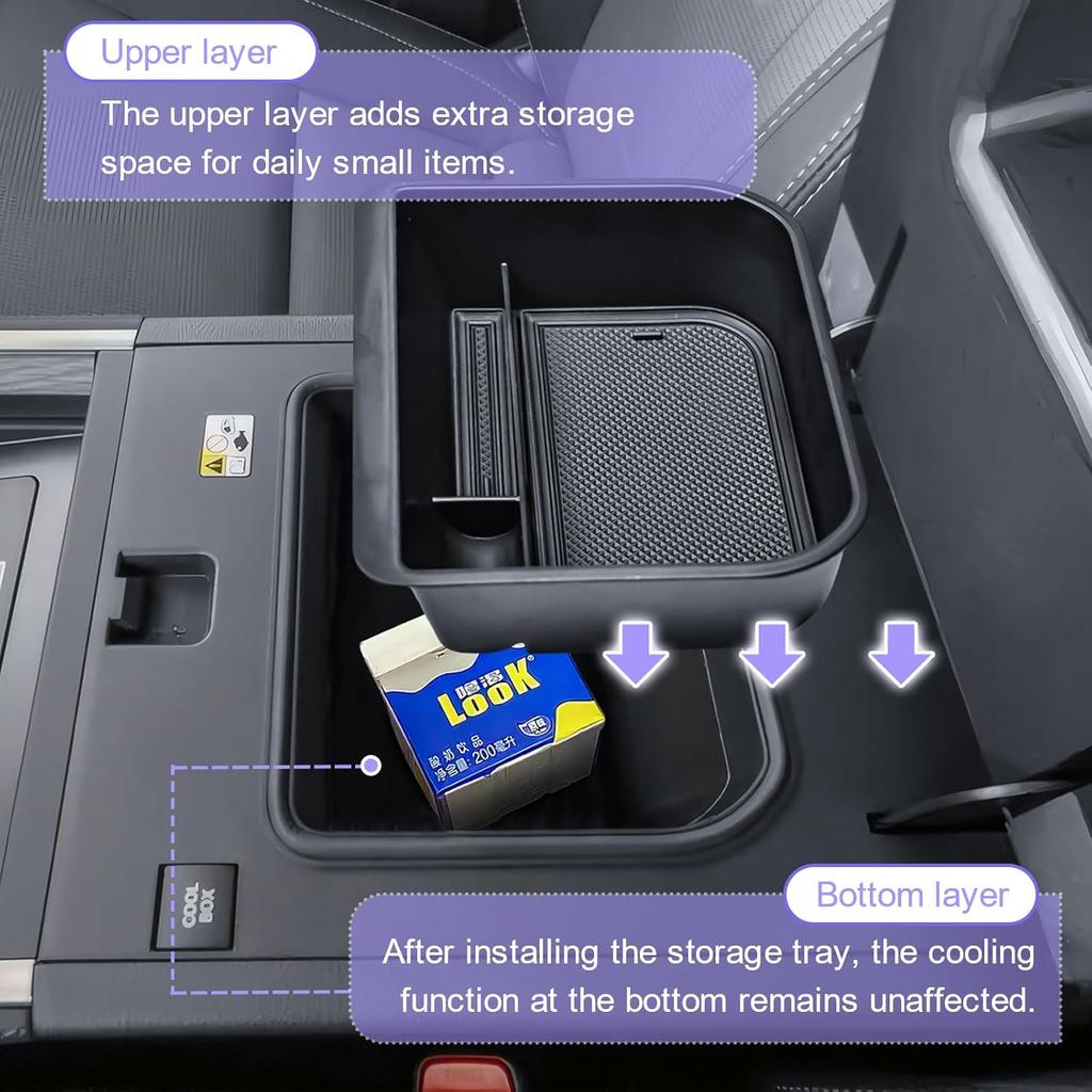 RUNROAD Center Console Organizer Tray Compatible With 2024 2025 Toyota Land Cruiser Prado 250 / Lexus GX550 Accessories, Ert Armrest Storage Tray For