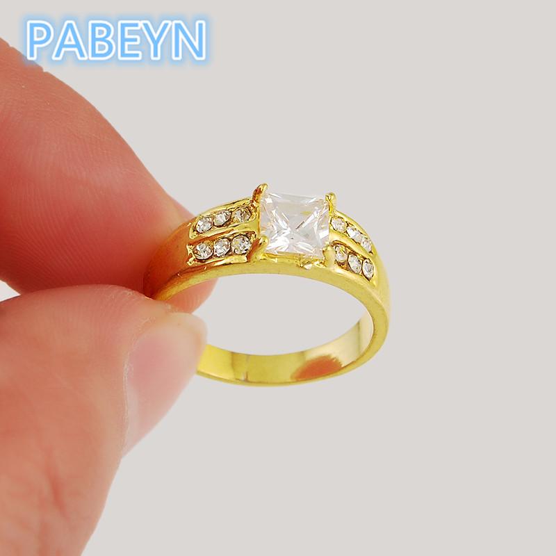 24K Gold Rings Korean Gold Plated Zircon Rings Women & Men Glamour Engagement Jewelry Gifts 7