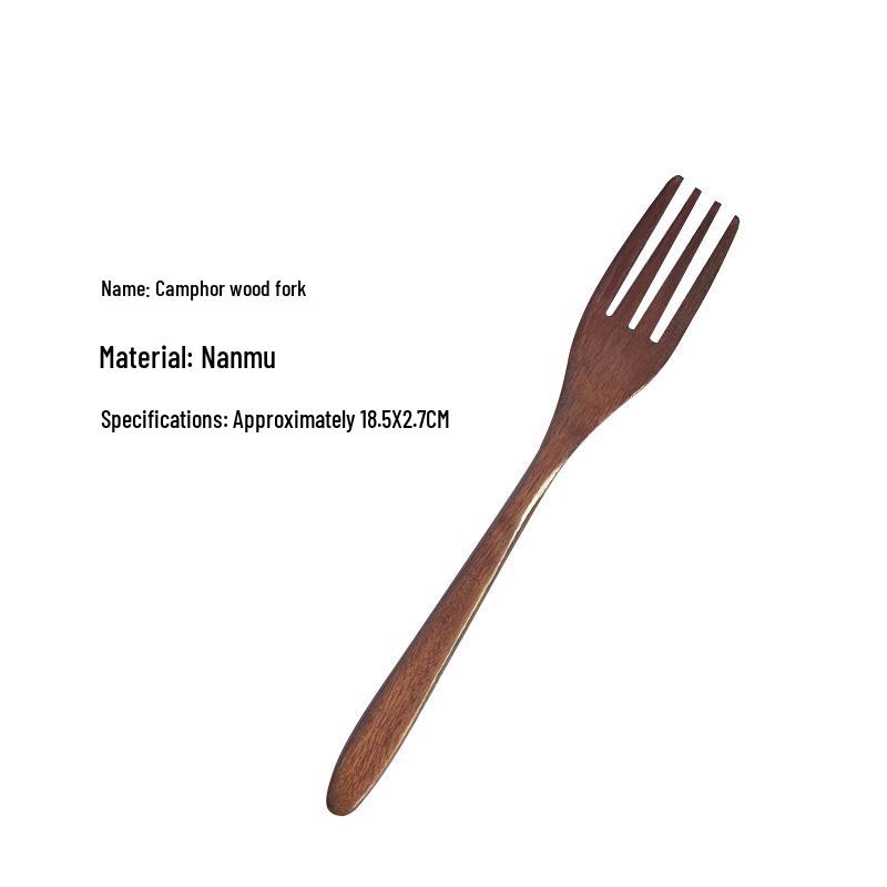 Camphor Wood Multi-Purpose Spoon Set: Coffee, Milk Tea, Honey, Dessert, Soup & Fork for Adults and Children.