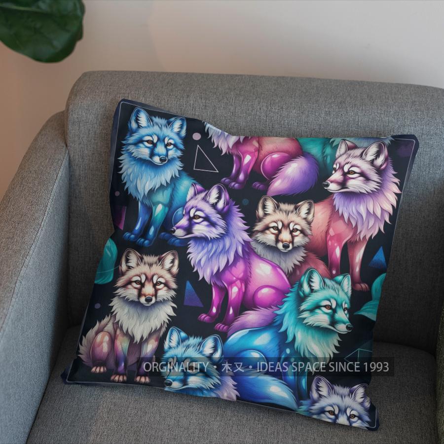 2D Colorful Fox Pattern Pillow For Cozy Decor Pattern Cushion Cover Suitable For Sofa Bedroom Car Pillow Cover