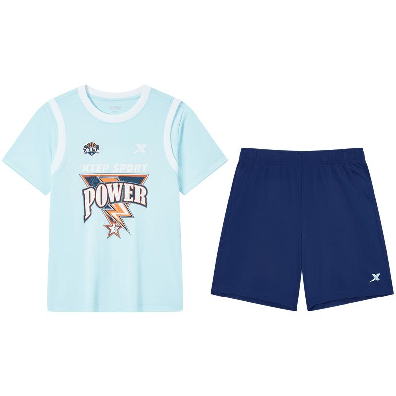 XTEP Children s Quick-Dry Faux Two-Piece Basketball Set 140