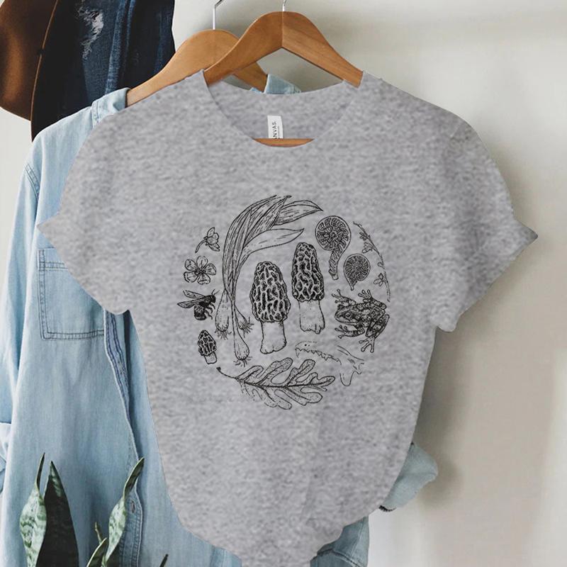 Womens Graphic Shirts Spring Forager Tshirt Morel Mushrooms Leeks Honey Bee Short Sleeves Y2k Trend Fashion Summer Cool Shirts S