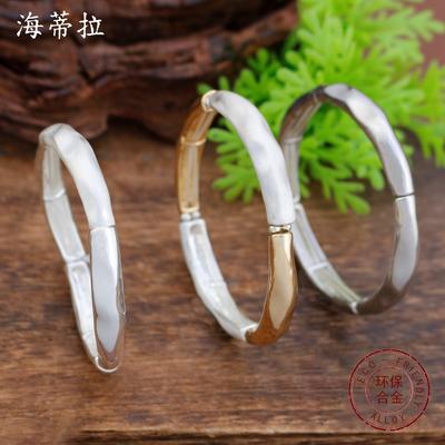 Gebürstetes und hell galvanisiertes Ring-Elastikarmband für Herren und Damen, modisches, hochwertiges, vielseitiges Armband