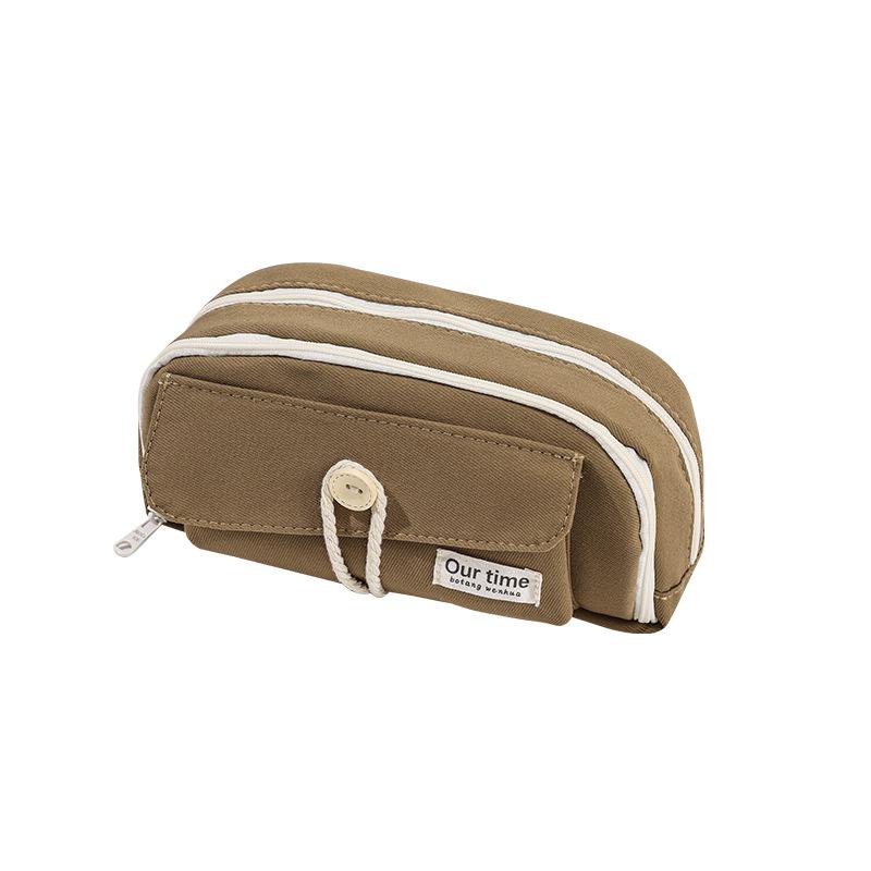 Korean Style Solid Color Canvas Pencil Case - Perfect for Students