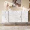 Modern sideboard with 3D curved doors, handleless design, living room hallway storage, made of PB and MDF, metal legs