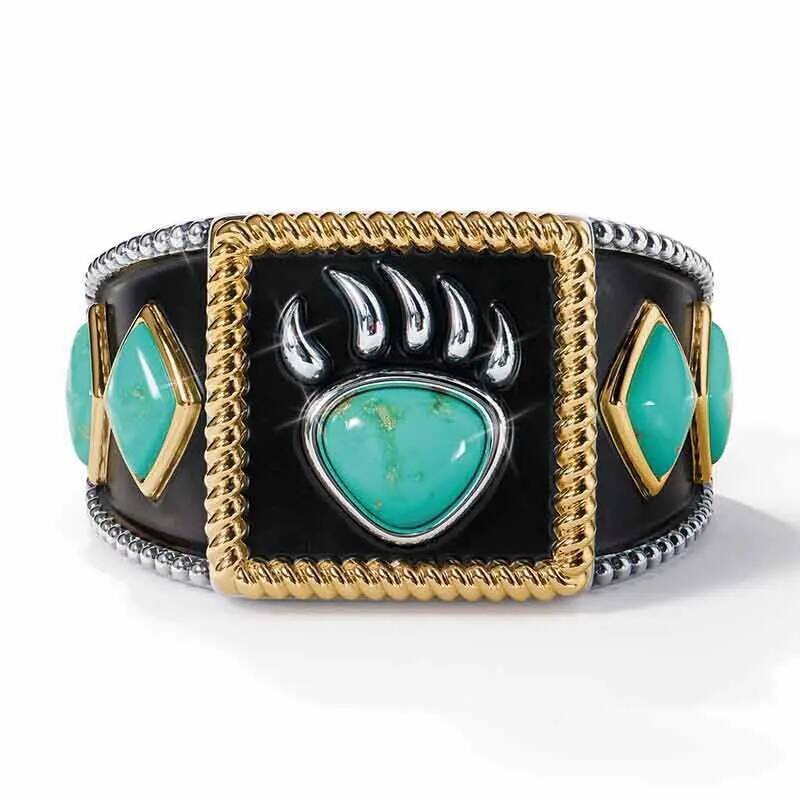 WOSIKATE Vintage Turquoise Bear Claw Drip Onyx Ring For Men Fashion Jewelry Men's Finger Ring Accessories