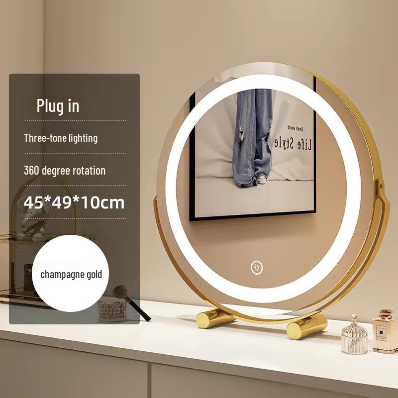 Roterbar cylindrisk LED-sminkspegel med fyllnadsljus