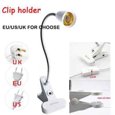 360 Degrees Flexible Desk Lamp Holder E27 Base Socket Clip-On Cable With On Off Switch for Home Plant Grow Light