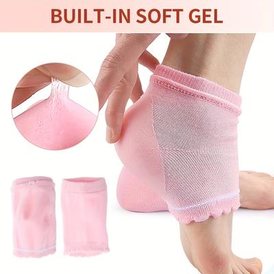 2pcs Reusable Gel Moisturizing Foot & Hand Sleeves Elbow Pads, Soft Pink Half Socks for Heels & Elbows, Portable Spa Care for Daily Use & Travel
