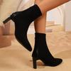 Fashion Women Ankle Boots  Autumn Faux Suede High Heel Dress Shoes Sexy Pointed Toe Women Short Boots Zip Anti-Slip Botas Mujer