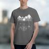 2026 New Model Unisex Summer Casual Crew Neck Tshirt With Mountain Comp Graphic Cotton Regular Fit Solid Color Unisex Clothing Comfor