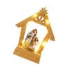 LED Lighted Holiday Resin Manger Nativity Scene Figurine Decors Christmas Themed Tabletop Religious Holy Family Ornament