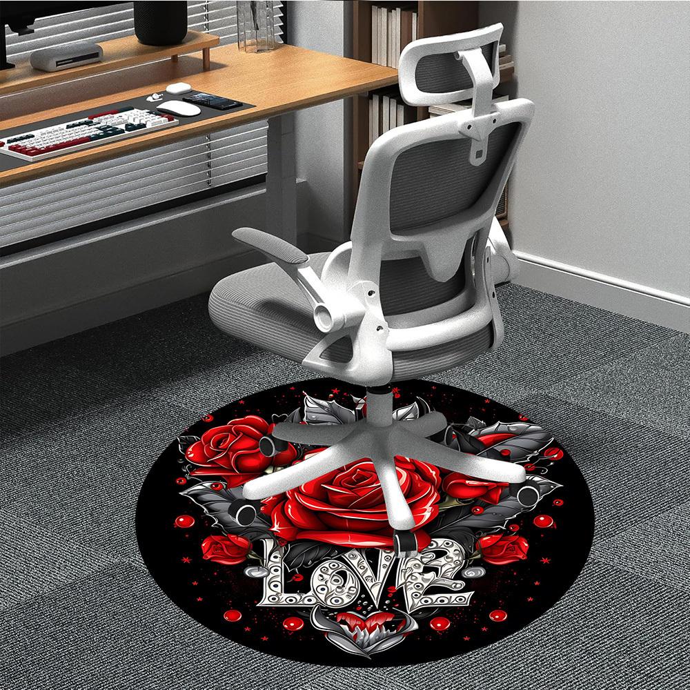 

1pc Roses Love Chair Carpet for Office - Durable, Ideal for Chair Mats, Stylish & Functional Decorative Rug yy260203092 80cm by 80cm