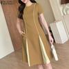 ZANZEA Women Summer Round Neck Casual Short Sleeve A-line Dress