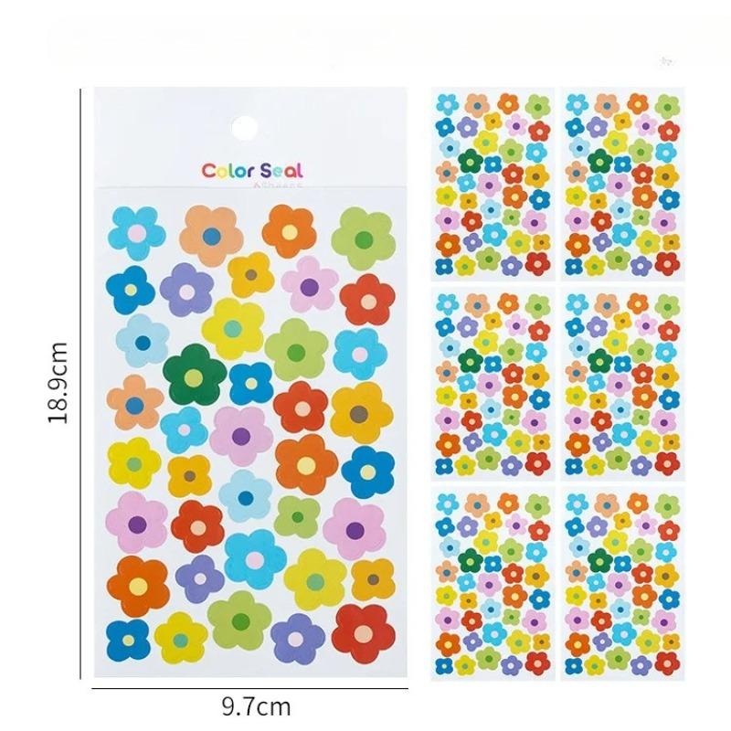 6 Sheet Small Fresh FUNNY Color Love Five Pointed Star Paper Decorative Sticker Thank You Stickers Kawaii Art Supplies