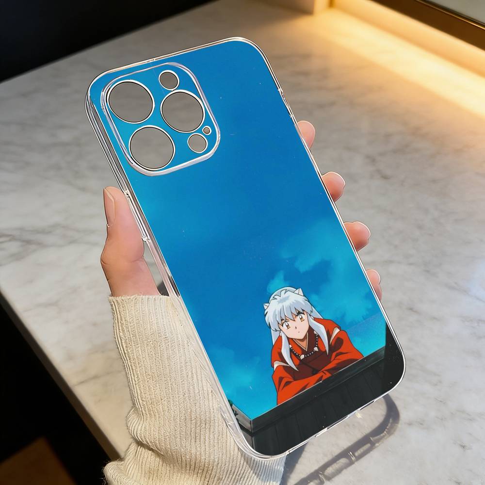 

Силуэт Инуяши Красная Катана Аниме Чехол для Телефона Для iPhone 17 16 15 14 13 12 11 Mini Pro Max Plus Прозрачная Крышка iPhone16promax