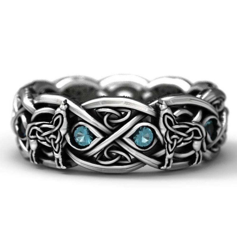 

925 Sterling Silver Black Plated Wolf Ring for Women Gothic Tribal Jewelry Trendy Fashion Accessories no. 7