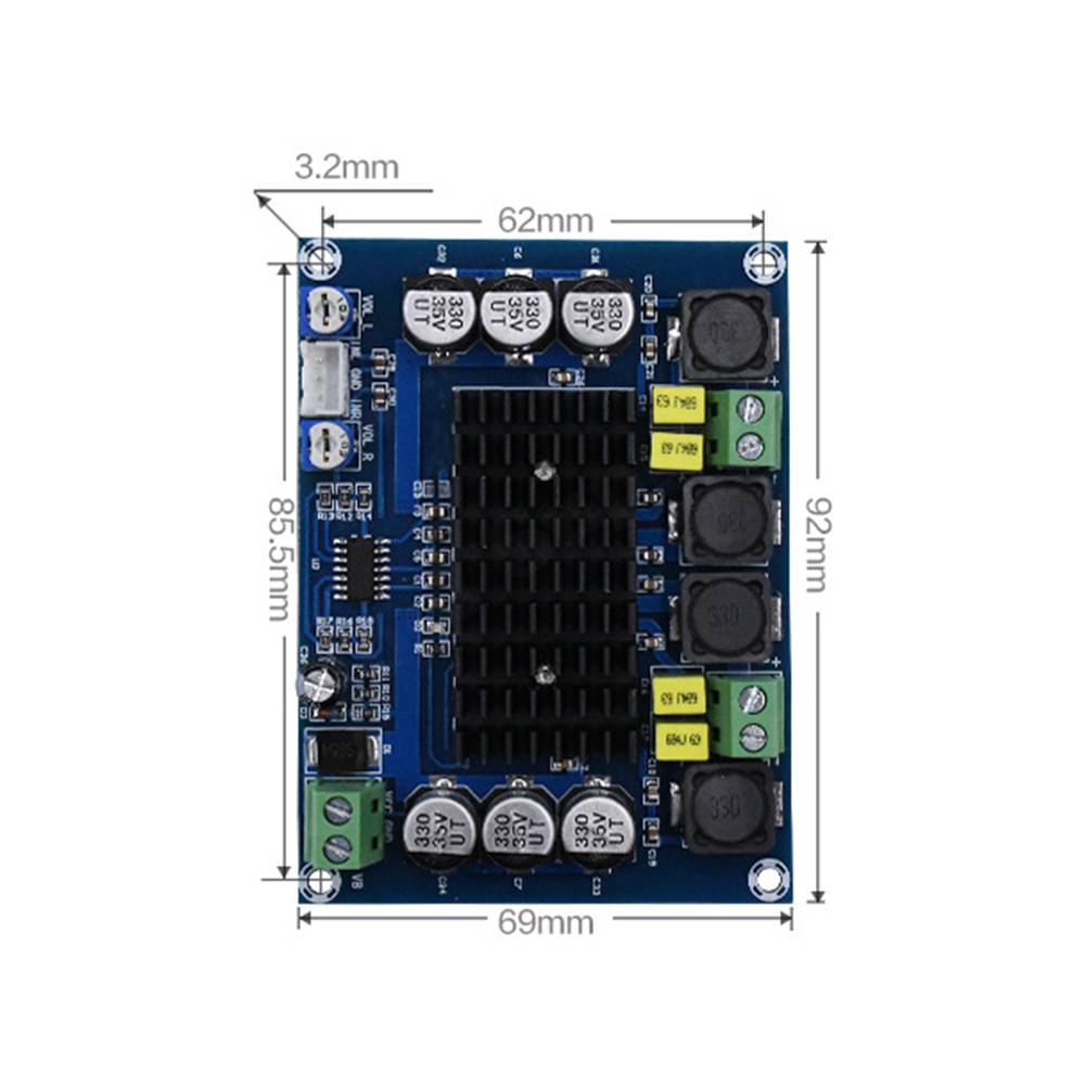 TPA3116 D2 DC 12V 24V 120W*2 Digital Audio High Power Amplifier Board Dual-channel Stereo High Power Subwoofer Board Kit XH-M543