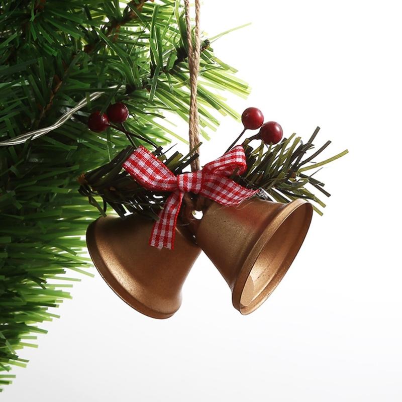 Holiday Bells Ornament Metal Bells Hanging Decoration for Christmas Tree Door Window Indoor and Outdoor Holiday Ornament