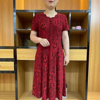 Kadın Yaz Tasarımı Zarif Yaş Küçültücü Elbiseler Orta ve İleri Yaş Orta Boy Mizaç Günlük Diz Boyu Etek