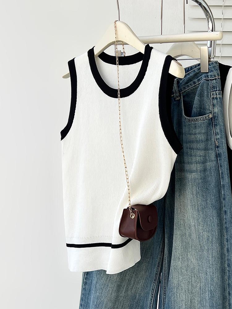 2026 Plus Size Women s Korean Style Sleeveless Ice Silk Knitted Vest for Summer 2XL (135-165 lbs)