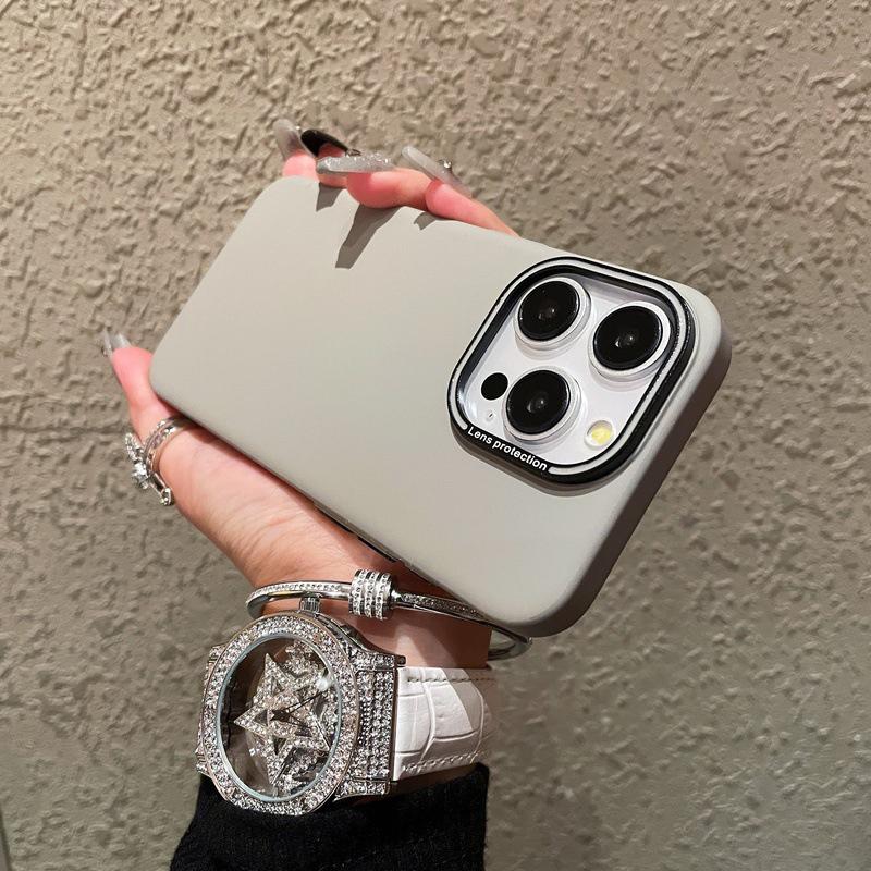 For iPhone 15 Pro Max Case Matte PC Cell Phone Shell with Metal Lens Frame