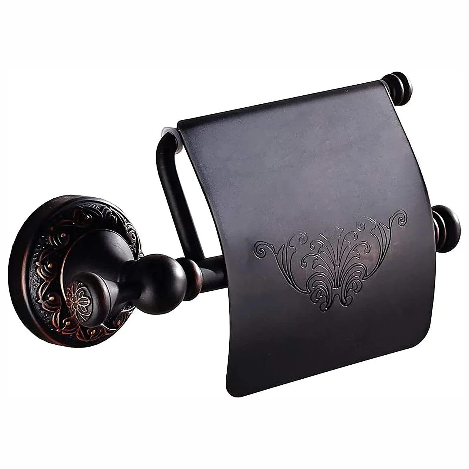 

1 Pcs Antique Bronze Toilet Roll Paper Holder Wall Mounted Roll Tissue Shelf Dispenser Bathroom Household Accessories чёрный