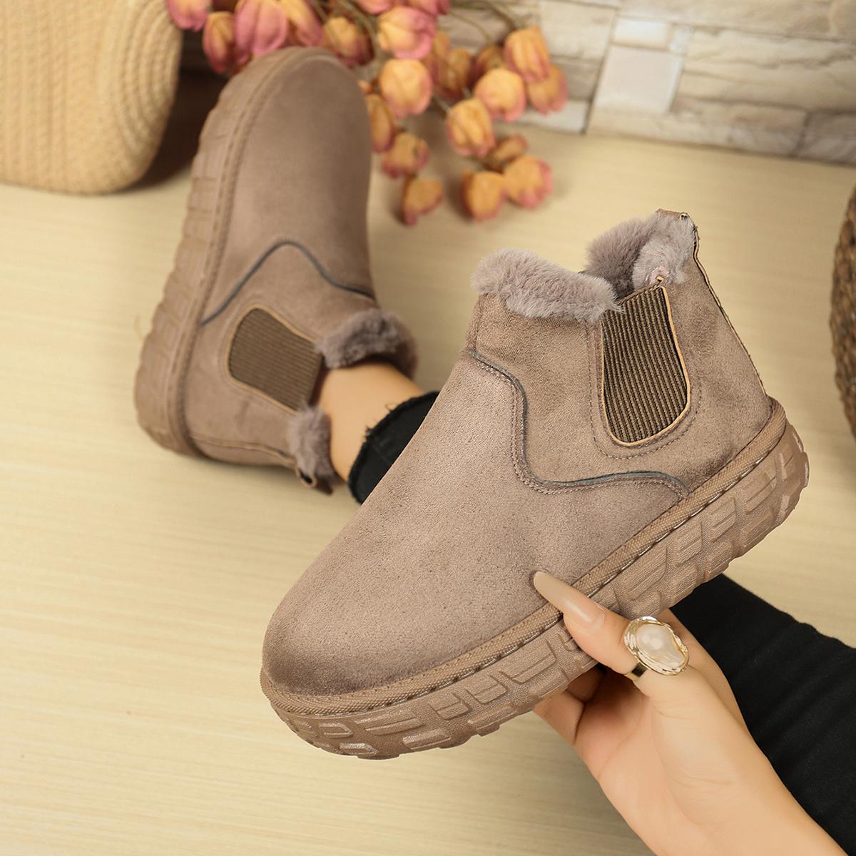 

Модные повседневные женские ботильоны слипоны Botas Mujer Плюшевые теплые нескользящие водонепроницаемые женские балетки кроссовки 2025 Зимние женские сноубутсы 36 хаки